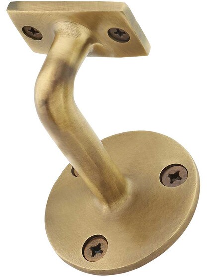 Contemporary Solid Brass Hand Rail Bracket - Heavy Duty in Antique Brass.